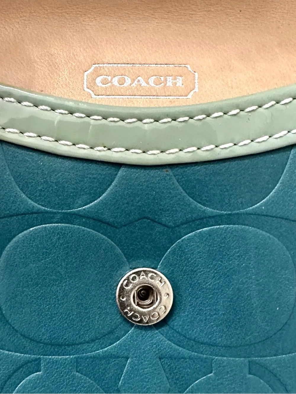 Coach Embossed C Leather Flap Card Case